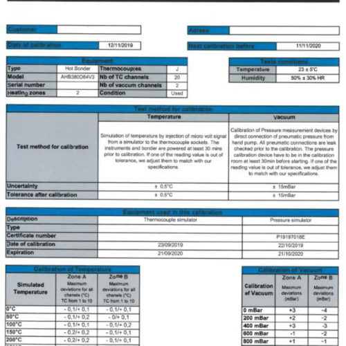 calibration certificate